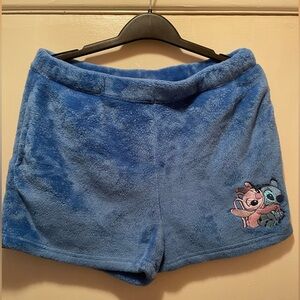 Disney Lilo & Stitch Angel Fuzzy Fluffy Pajama Lounge Shorts Blue Adult Large